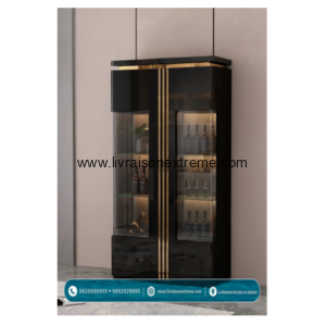 Vitrine Haute de Luxe – Noir Laqué et Or