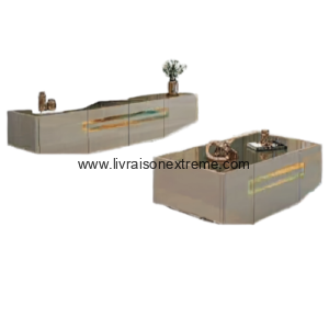 Ensemble Salon Moderne Crème et Or – Meuble TV 2M  et Table Basse 1.3M 
