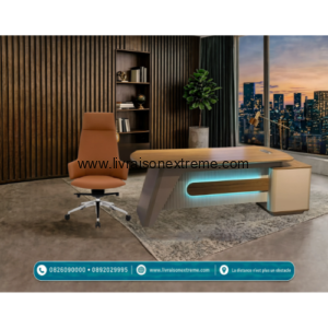 Ensemble bureau Futuristic LED et chaise Executive cognac (2 M )