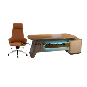 Ensemble bureau Futuristic LED et chaise Executive cognac (2 M )