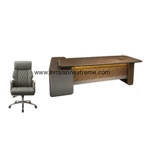 Ensemble Bureau Architect Amber LED et Chaise Gris Matelassé (2M )