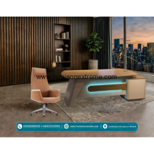 Ensemble bureau Futuristic LED et chaise cognac (2 m)
