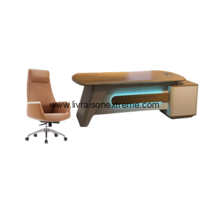 Ensemble bureau Futuristic LED et chaise cognac (2 m)