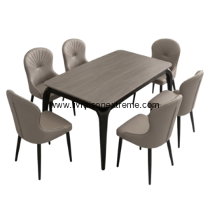 1+6 Salle à Manger table en marbre gris