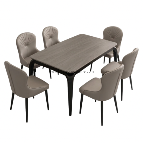1+6 Salle à Manger table en marbre gris